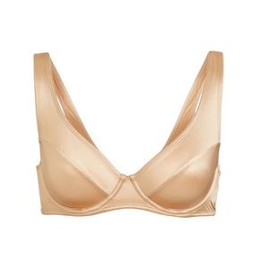 SKIMS STRETCH SATIN SCOOP BACK UNDERWIRE BRA honey